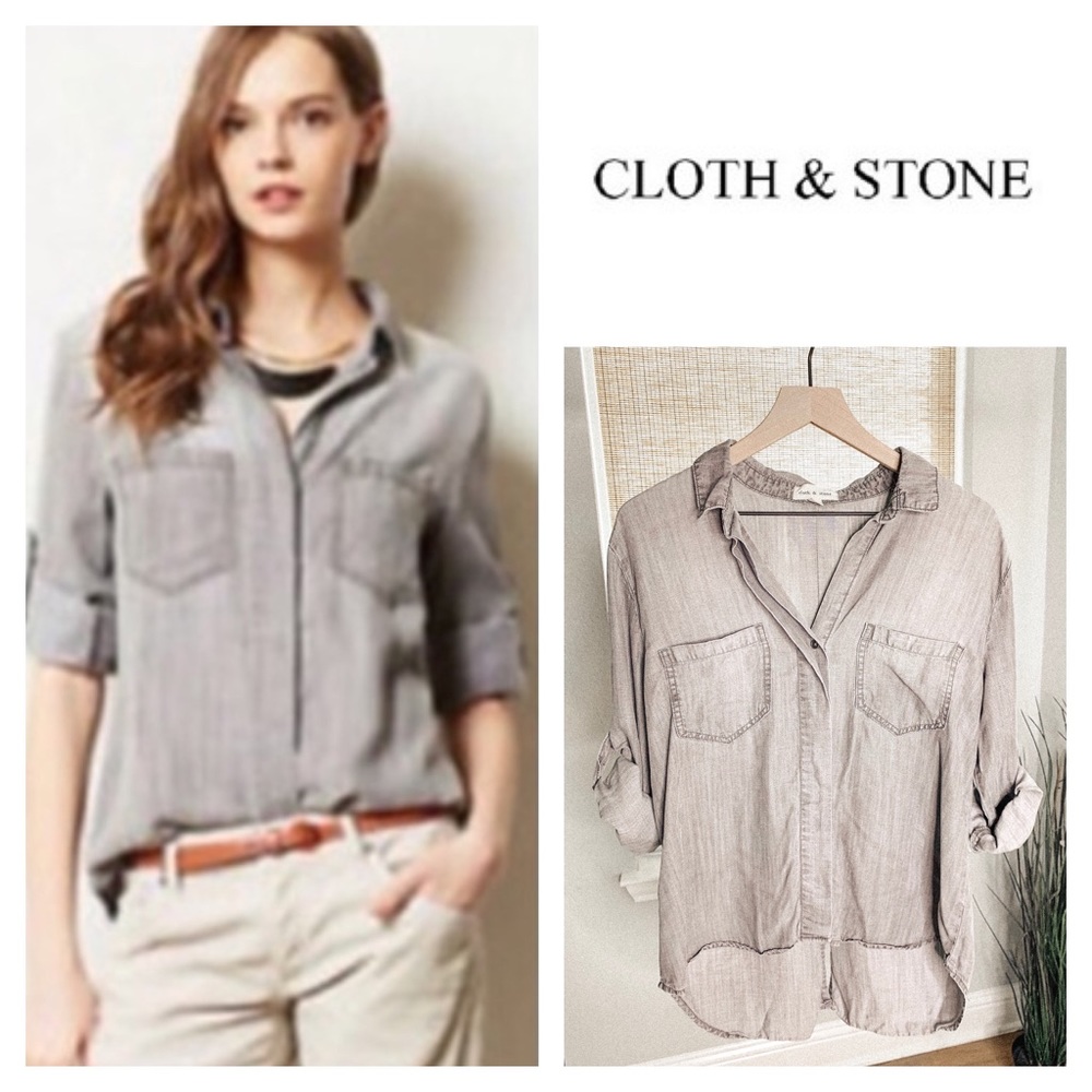 Anthropologie Cloth & Stone Grey Chambray